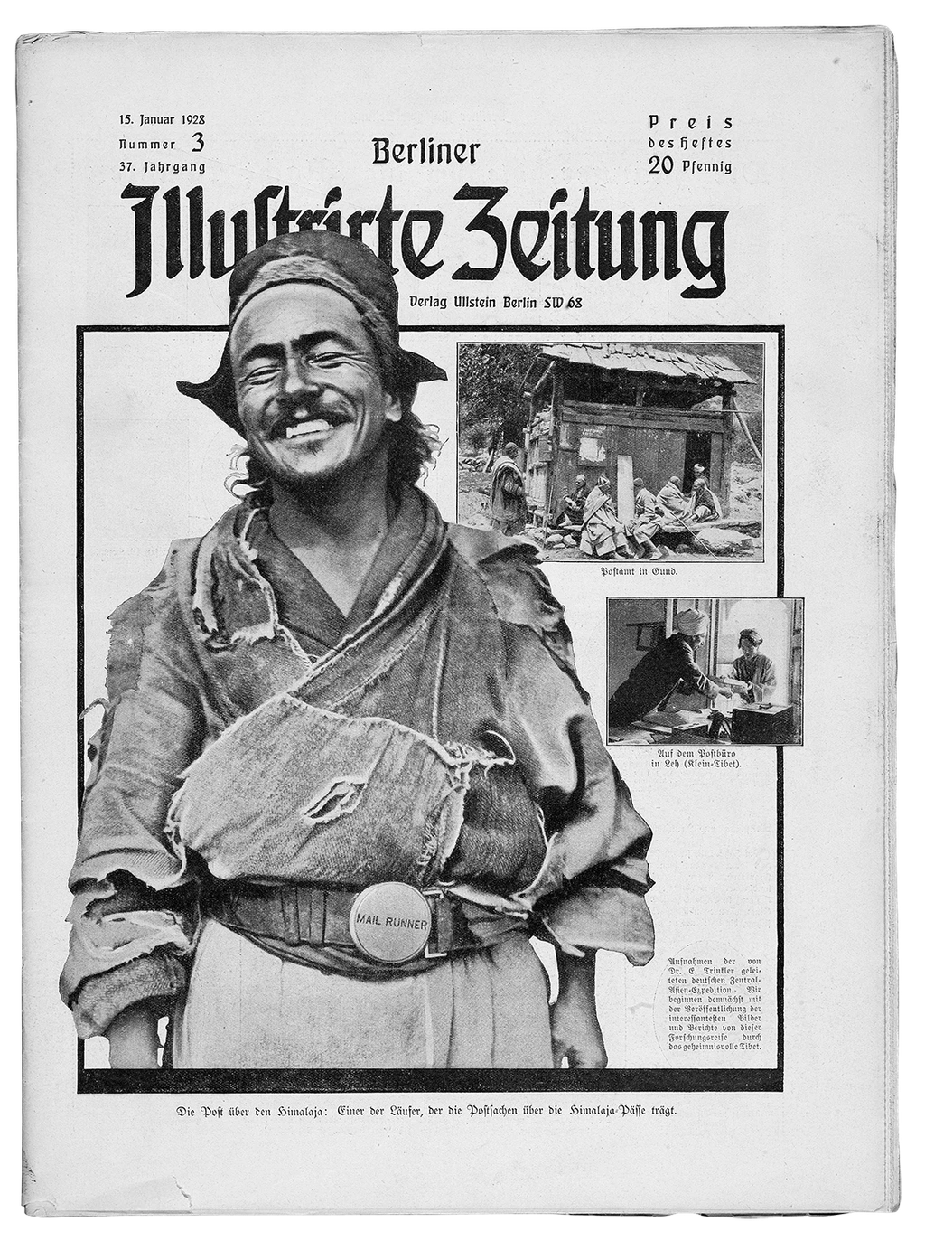 Black-and-white image of a newspaper front page from 1928