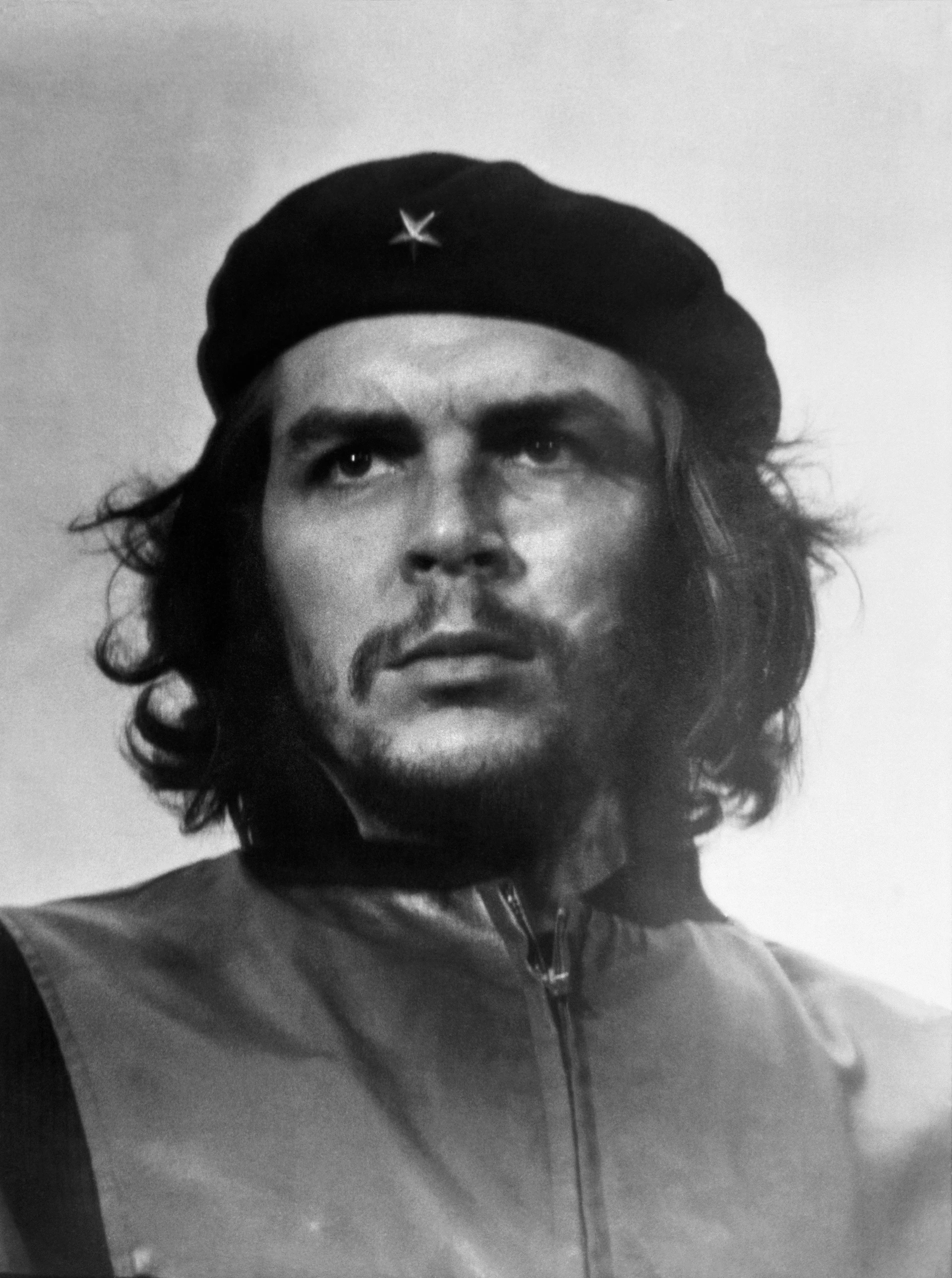Iconic black and white portrait of Che Guevara