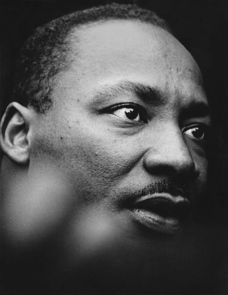 Black-and-white portrait of Martin Luther King