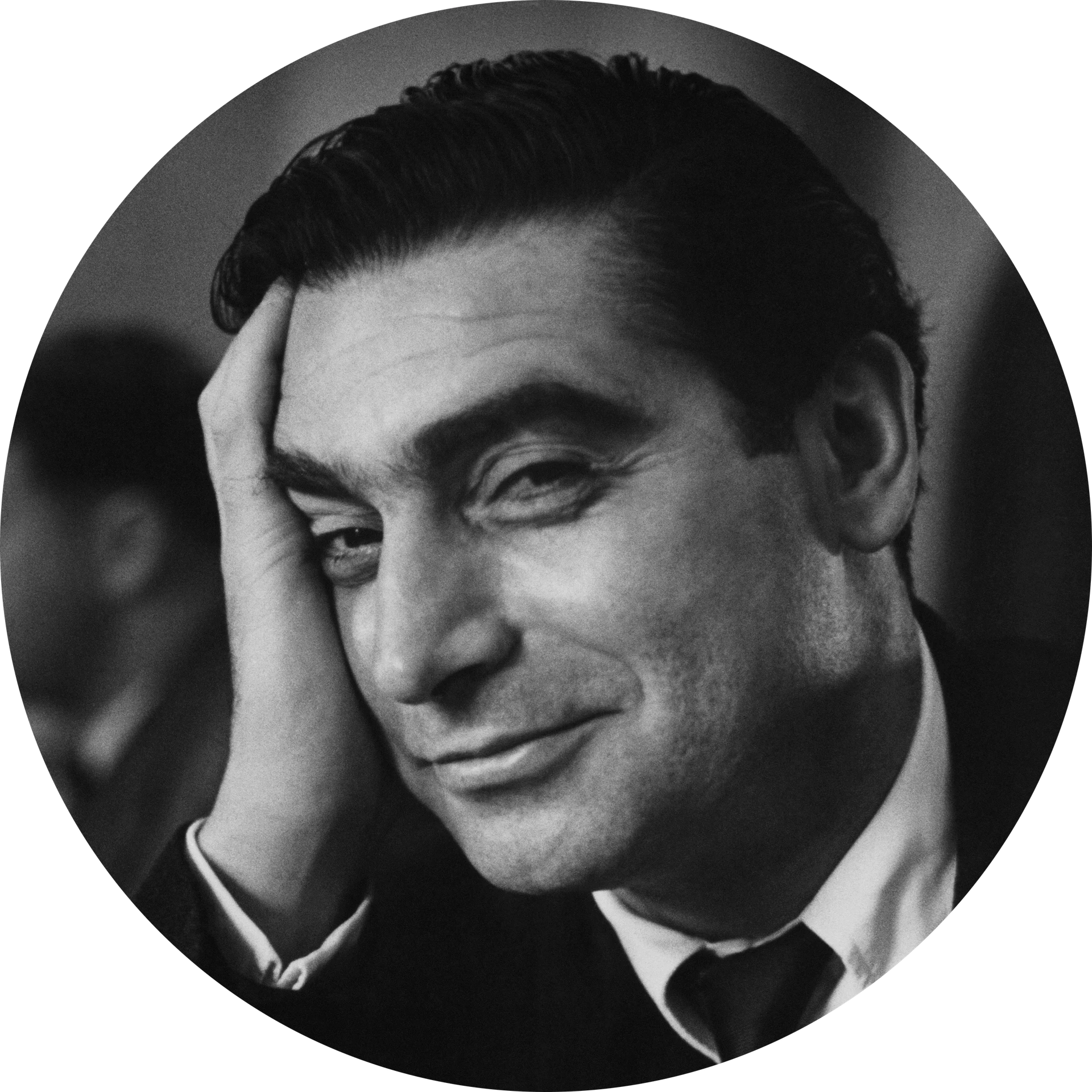 Black-and-white portrait of Robert Capa
